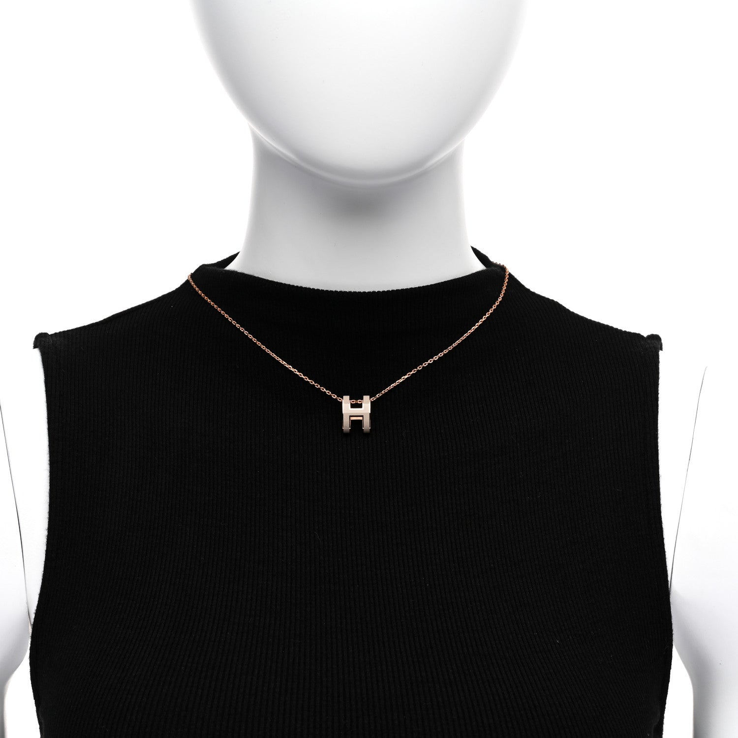 Hermes Lacquered Rose Gold Pop H Pendant Necklace Marron Glace 2 of 6