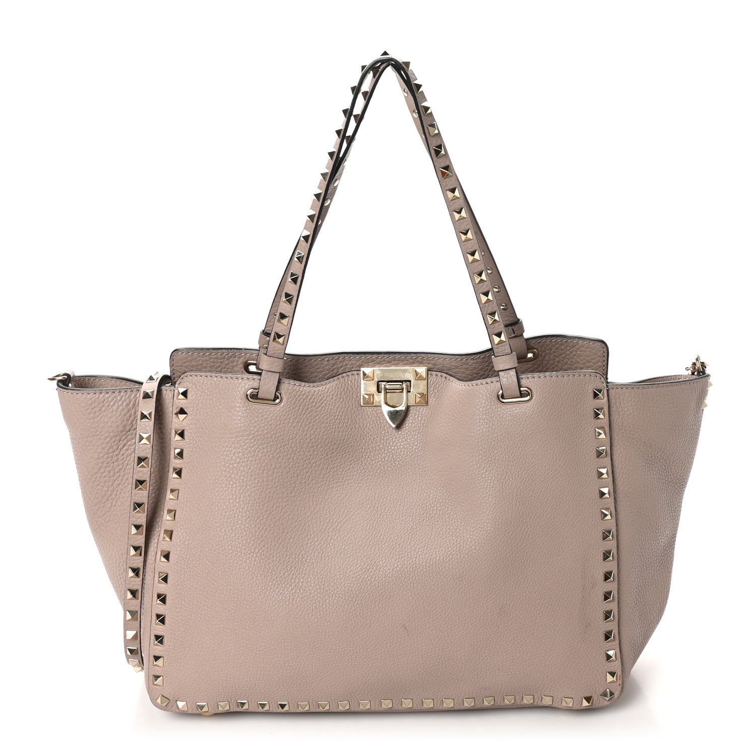 Valentino Garavani Pebbled Calfskin Medium Rockstud Tote Poudre 1 of 9
