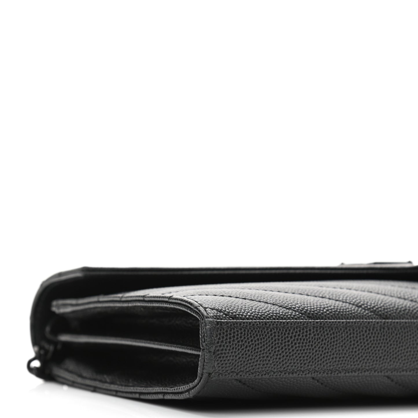 Grain De Poudre Matelasse Chevron Monogram Chain Wallet Black