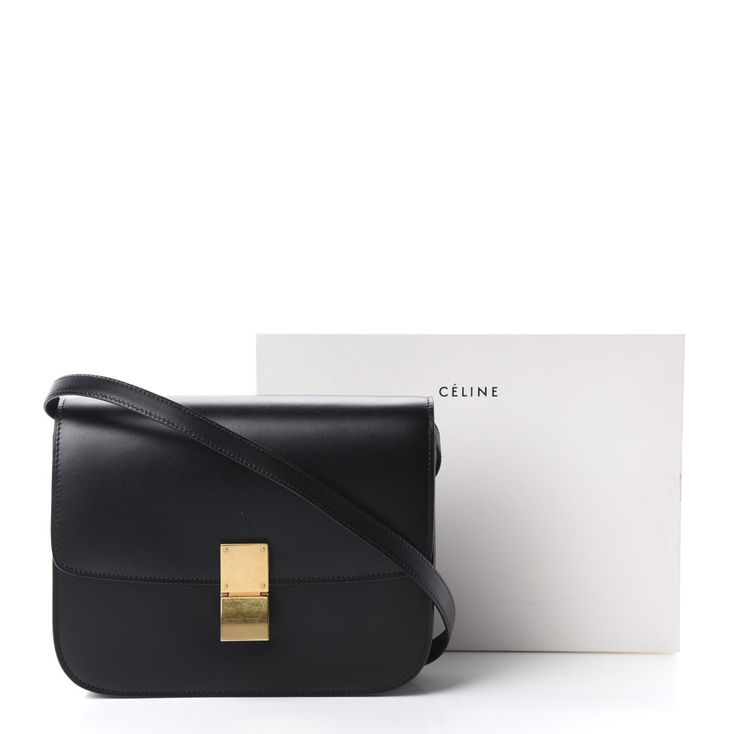 Celine Box Calfskin Medium Classic Box Flap Bag Black 13 of 13