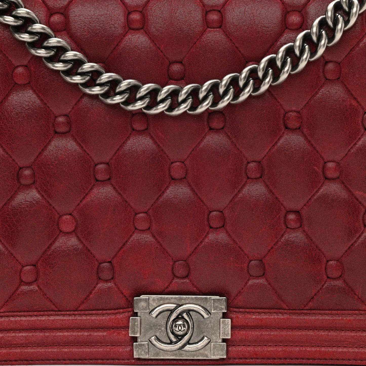 Nubuck Chesterfield Quilted Large Celtic Boy Flap Burgundy