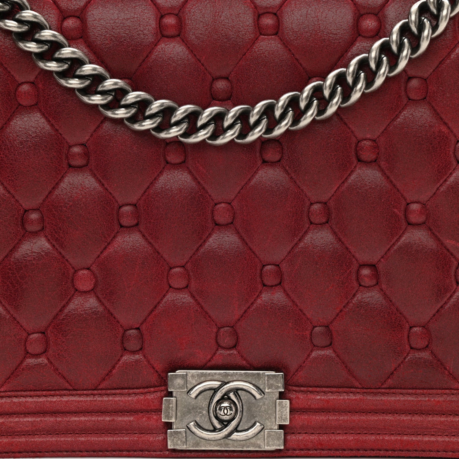 Chanel Nubuck Chesterfield Quilted Large Celtic Boy Flap Burgundy 9 of 10