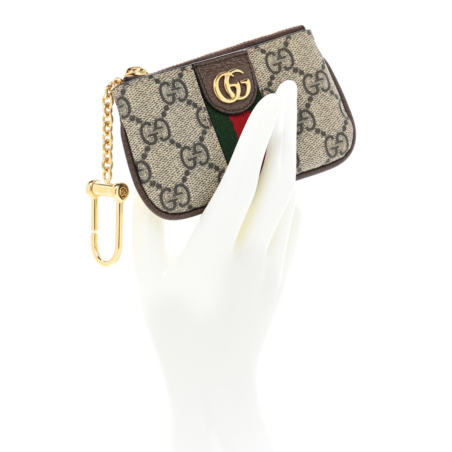 Gucci GG Supreme Monogram Web Ophidia Key Case Beige New Acero 2 of 8