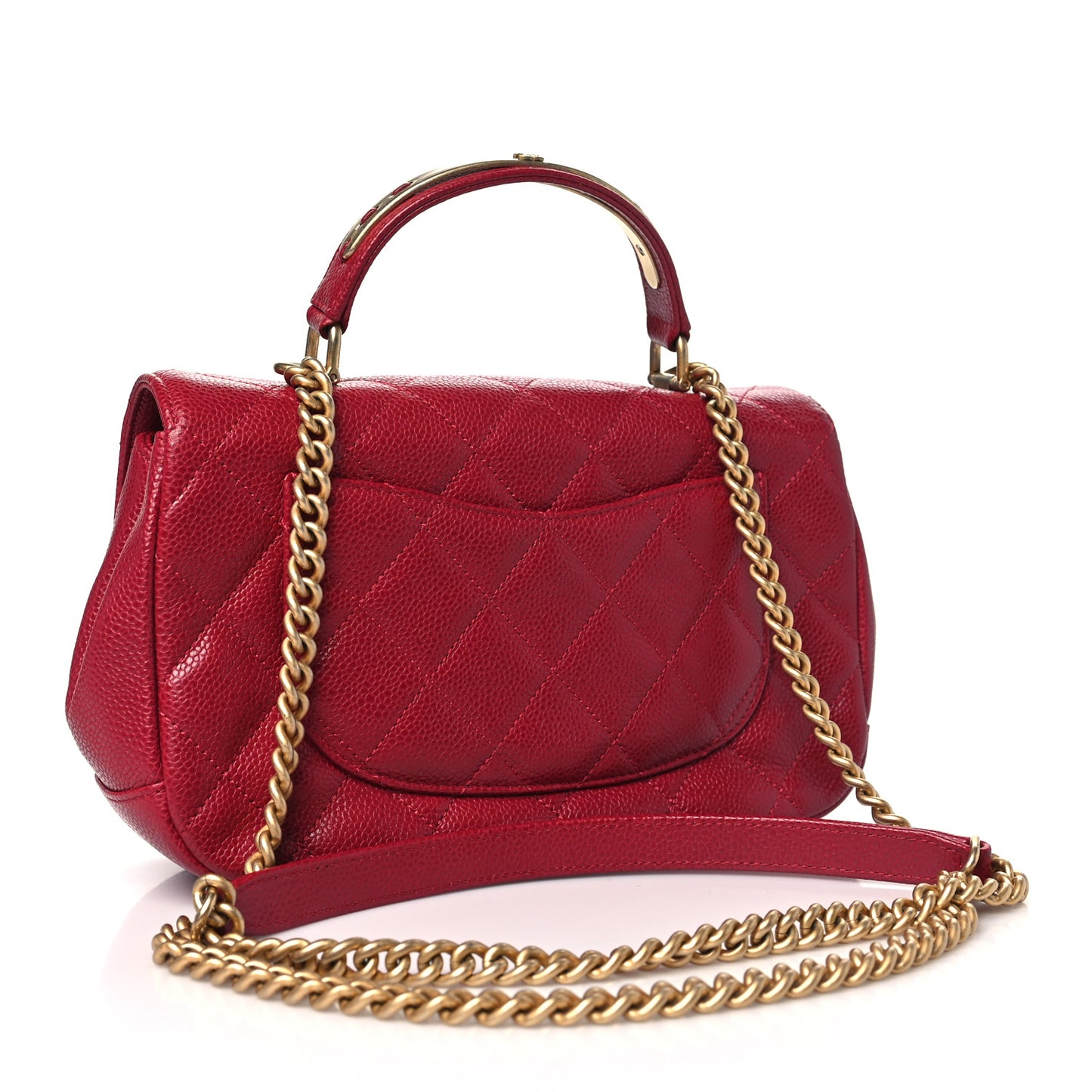 Caviar Quilted Carry Around Flap Bag Red