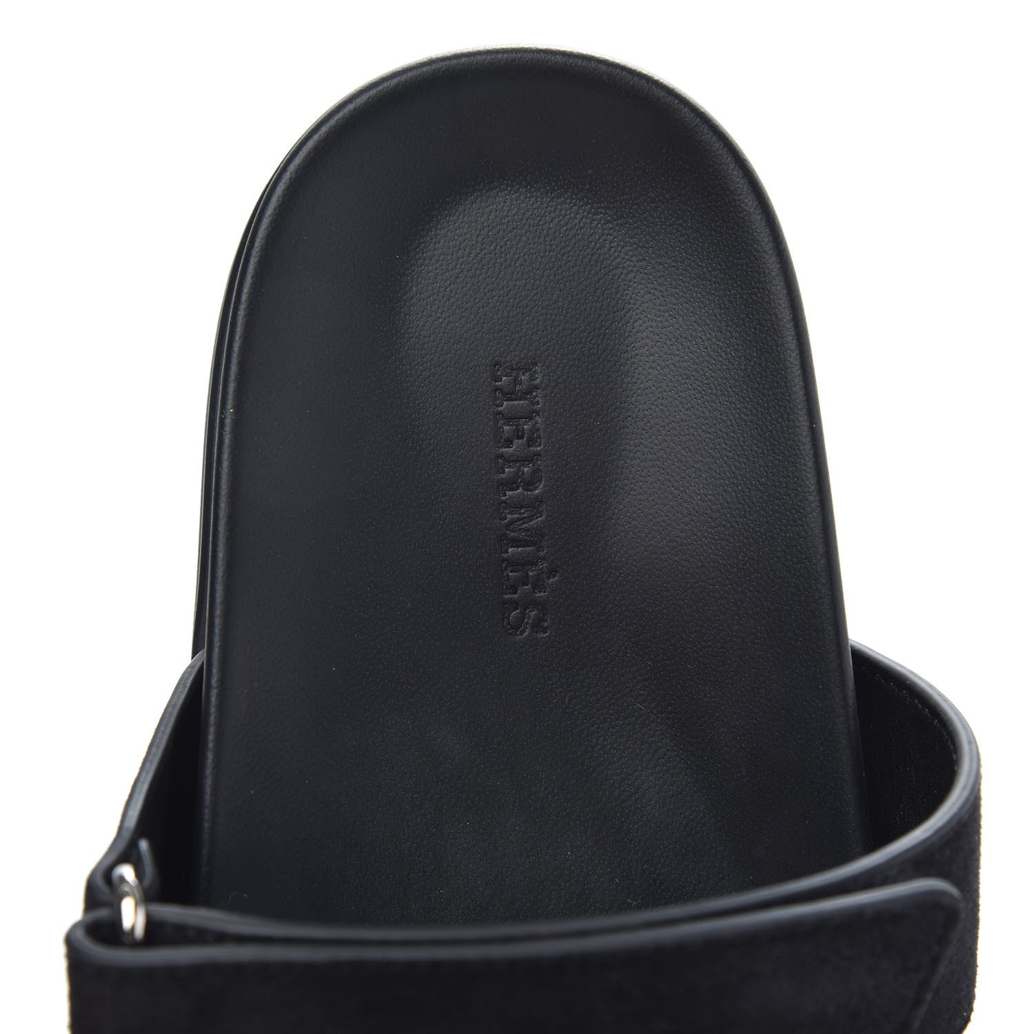 Hermes Suede Goatskin Womens Chypre Sandals 37 Black 6 of 9