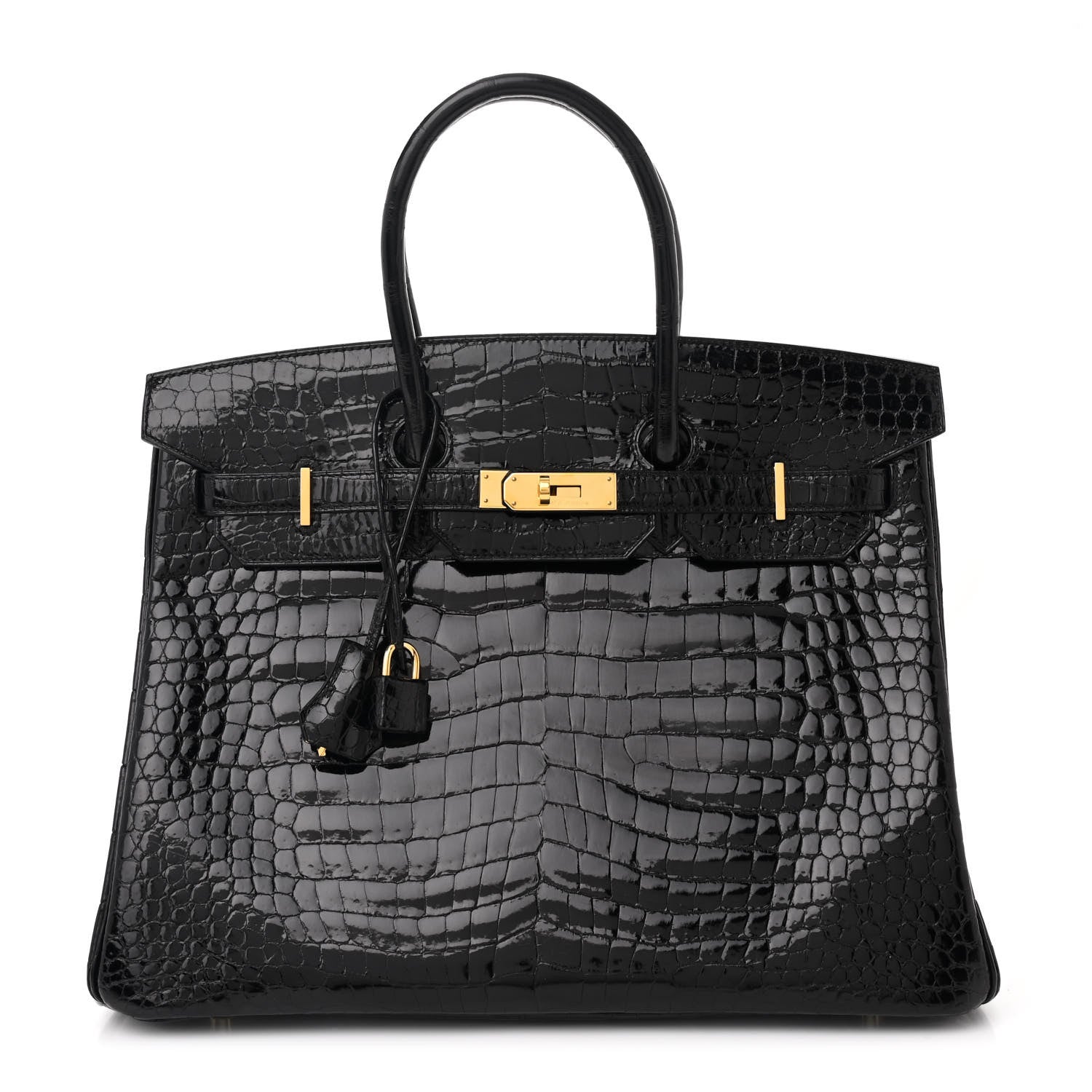 Hermes Shiny Porosus Crocodile Birkin 35 Black 1 of 17