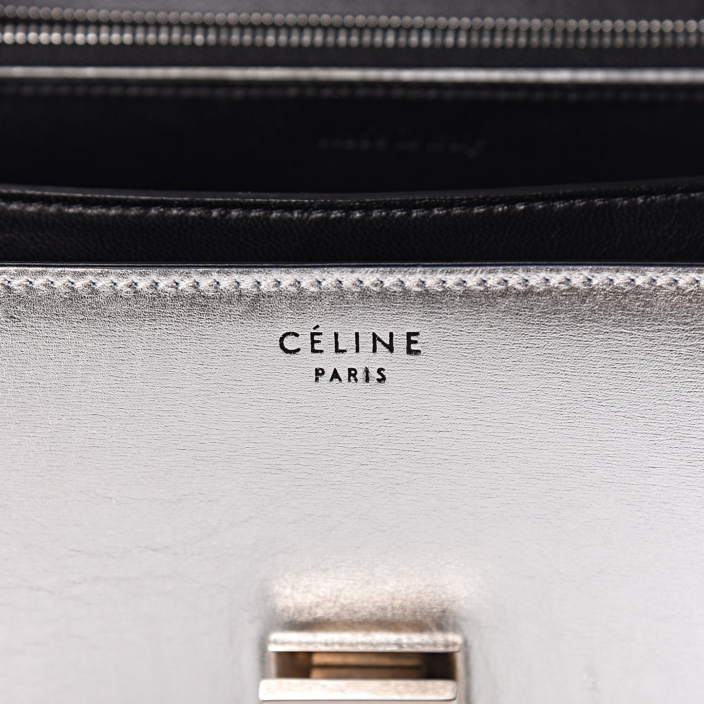 Laminated Lambskin Medium Classic Box Flap Bag Silver