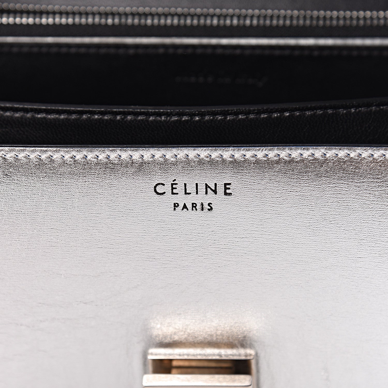 Celine Laminated Lambskin Medium Classic Box Flap Bag Silver 6 of 19