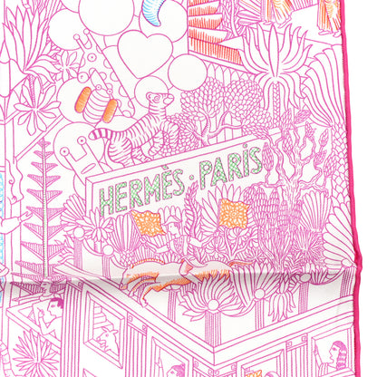 Hermes Silk Animapolis Scarf 90 White Fuchsia Multicolor 2 of 5