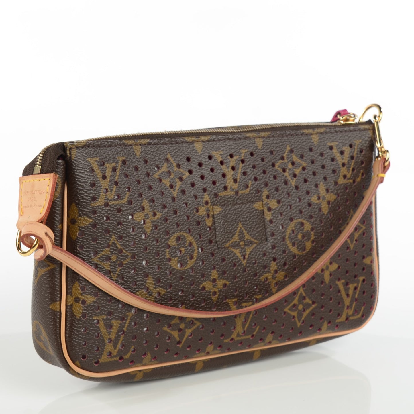 Monogram Perforated Pochette Accessories Bag Fuchsia