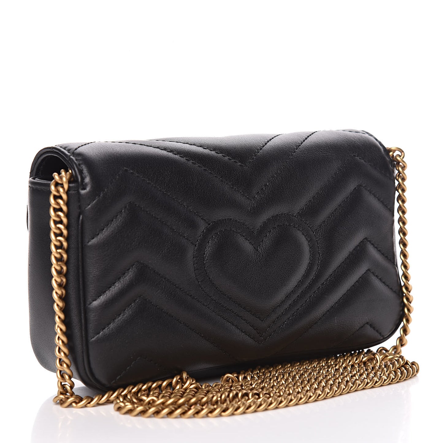 Calfskin Matelasse Super Mini GG Marmont Shoulder Bag Black