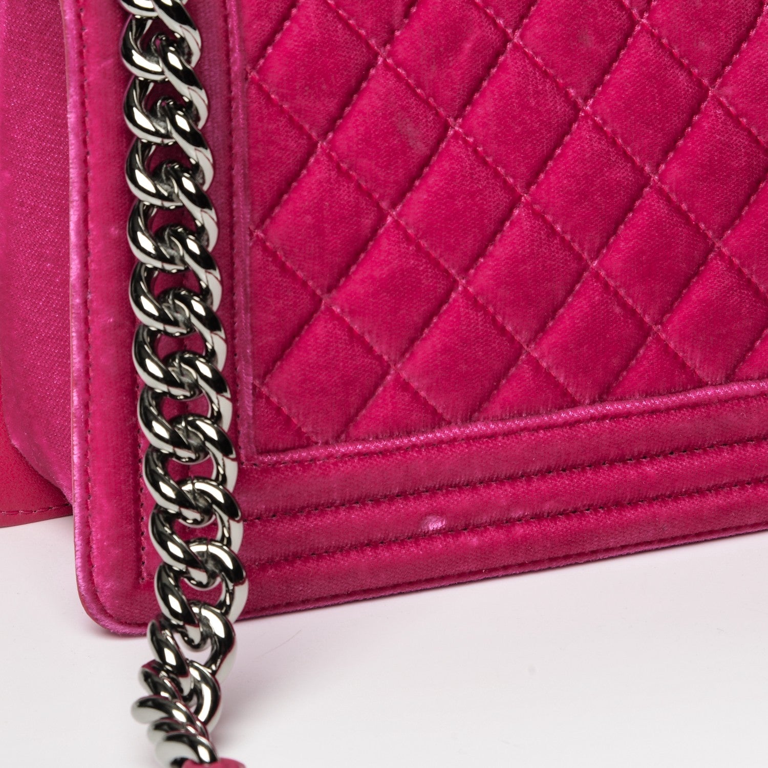 Chanel Velvet Quilted Medium Boy Flap Fuchsia 7 of 11