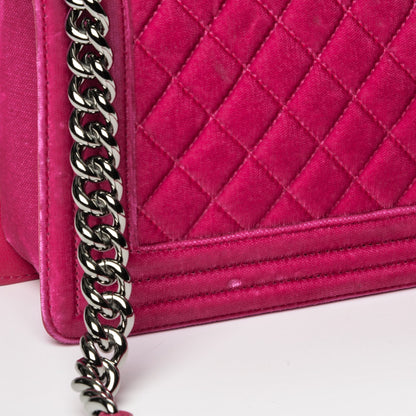 Chanel Velvet Quilted Medium Boy Flap Fuchsia 7 of 11