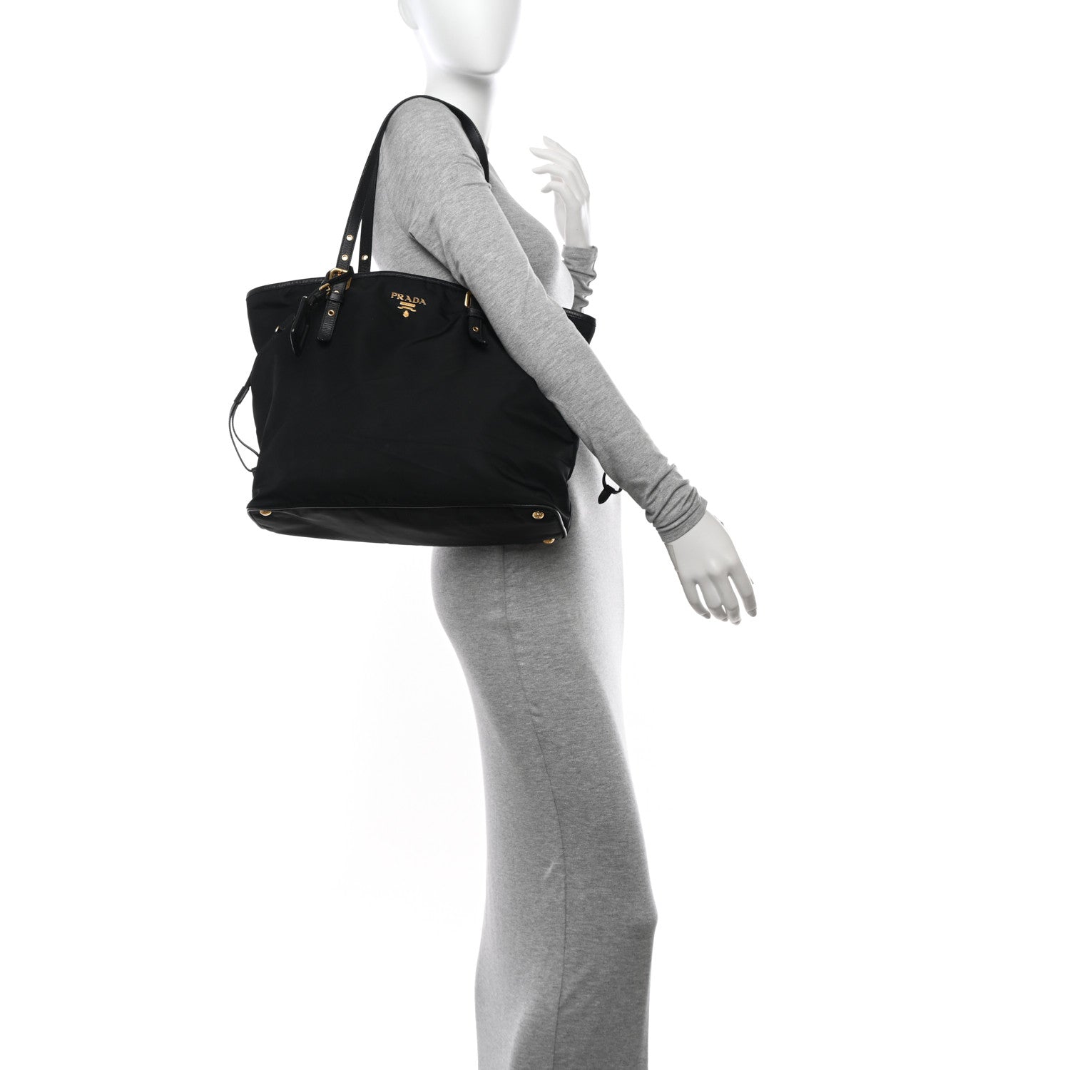 Prada Tessuto Nylon Saffiano Tote Black 2 of 17