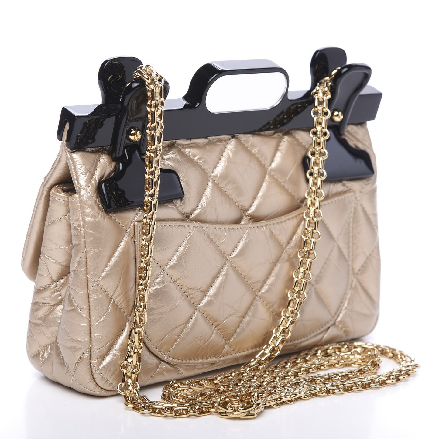 Aged Calfskin Quilted 2.55 Reissue Mini Hanger Flap Gold
