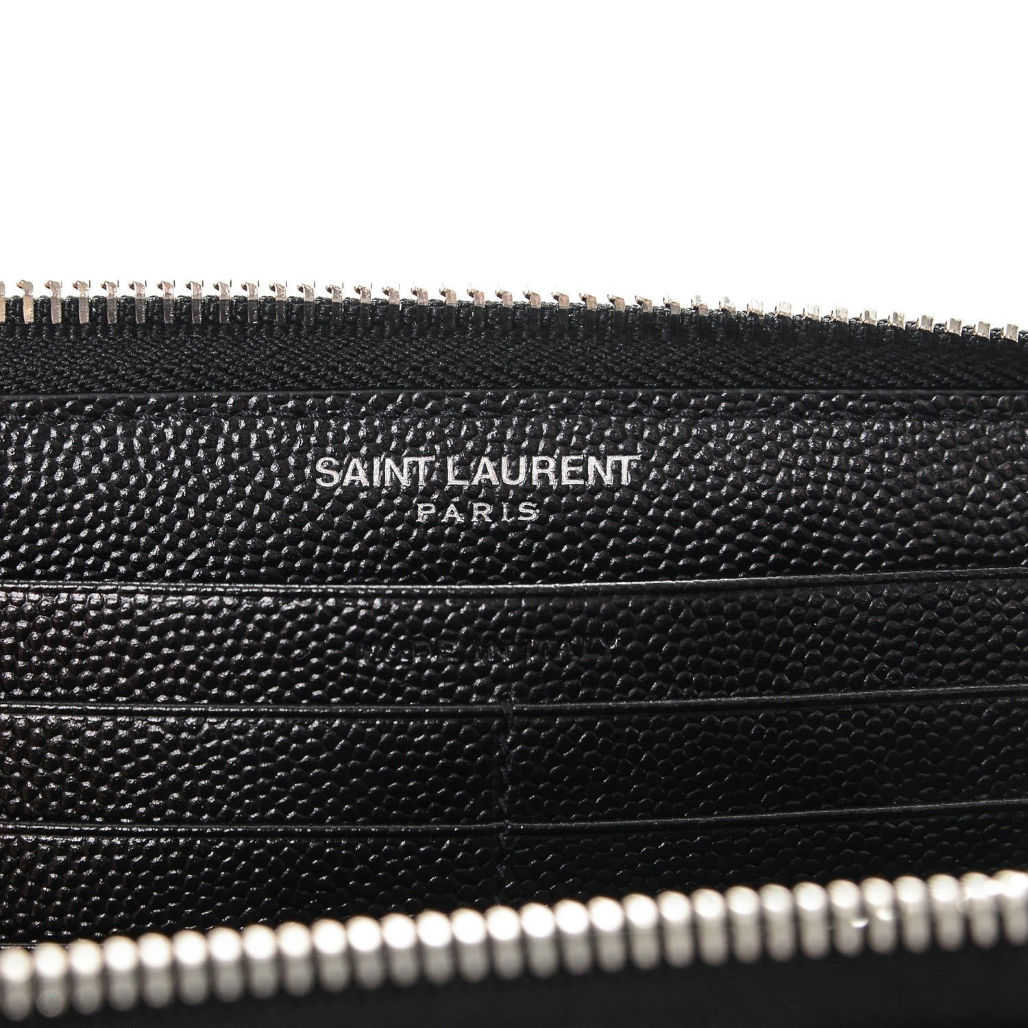 Saint Laurent Grain De Poudre Matelasse Chevron Monogram Zip Around Wallet Black 6 of 6