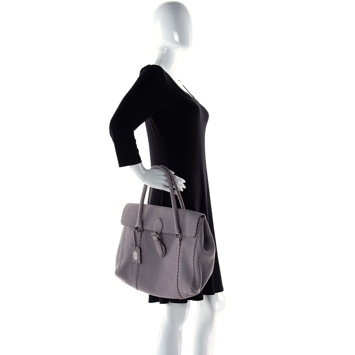 Fendi Calfskin Romano Selleria Medium Linda Satchel Pink 3 of 13