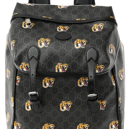 Gucci GG Supreme Monogram Azalea Calfskin Tigers Medium Retro Interlocking G Backpack Black 8 of 10