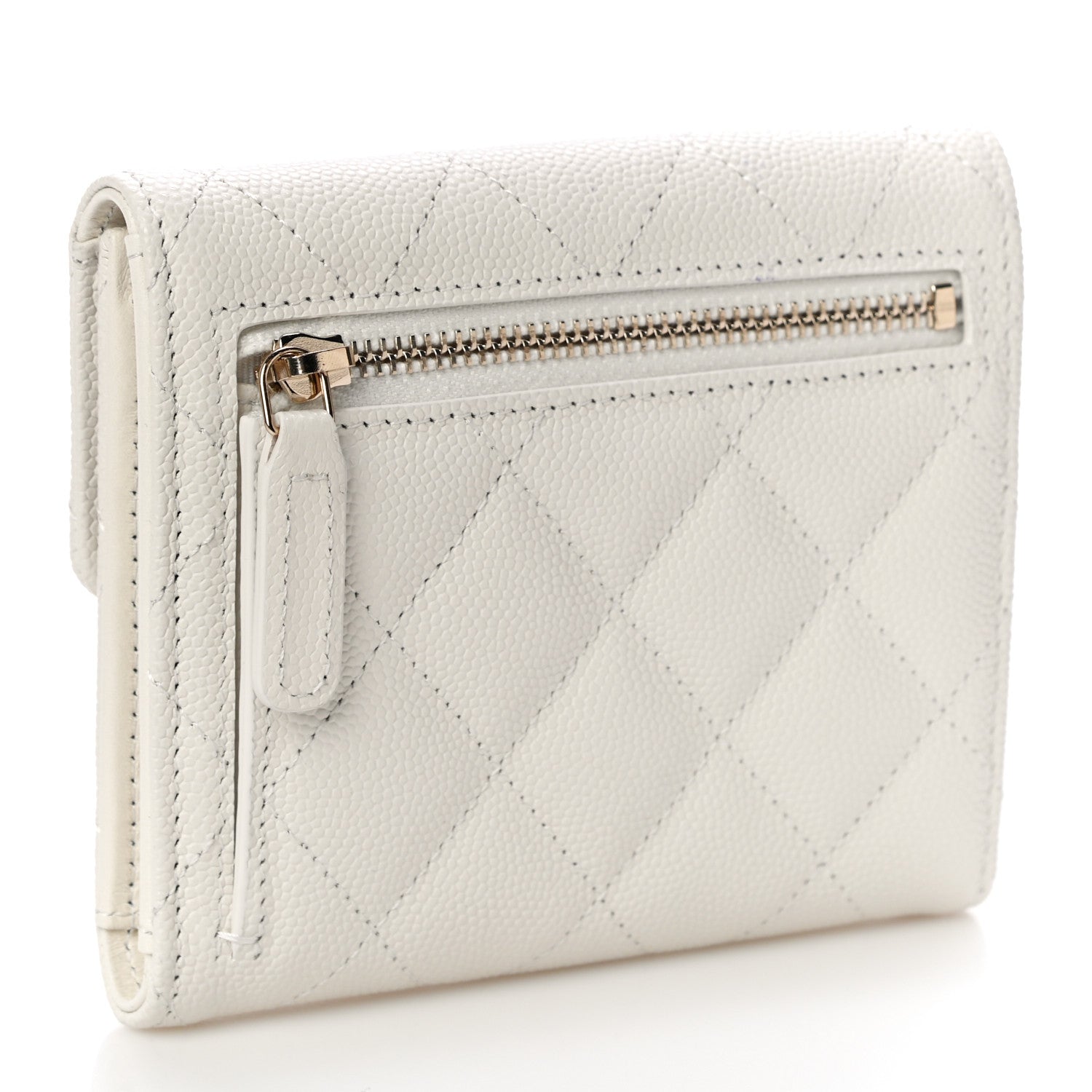 Chanel Caviar Quilted Compact Flap Wallet White 3 of 12