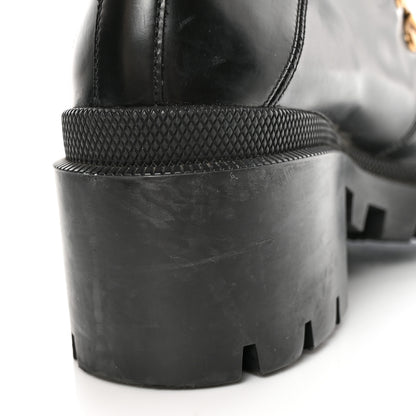 Gucci Calfskin Sylvie Web Womens Lace Up Combat Boots 39 Black 18 of 21