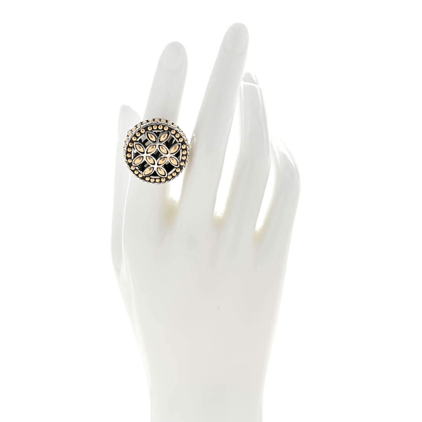 Sterling Silver 18K Yellow Gold Kawung Coin Ring 50 5.5