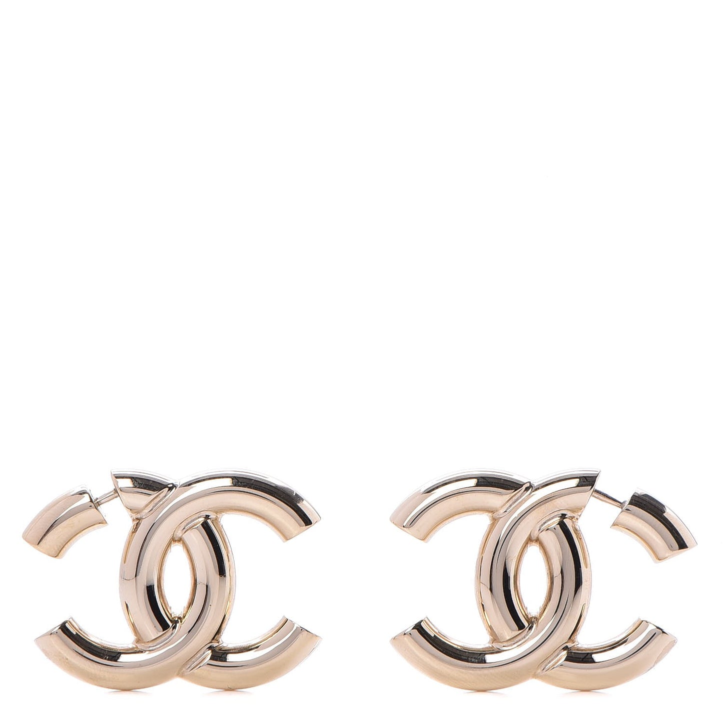 Metal Large CC Earrings Light Gold