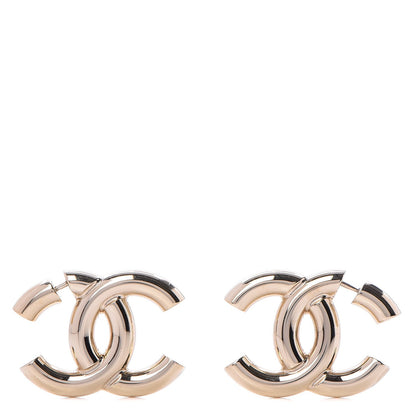 Chanel Metal Large CC Earrings Light Gold 1 of 5