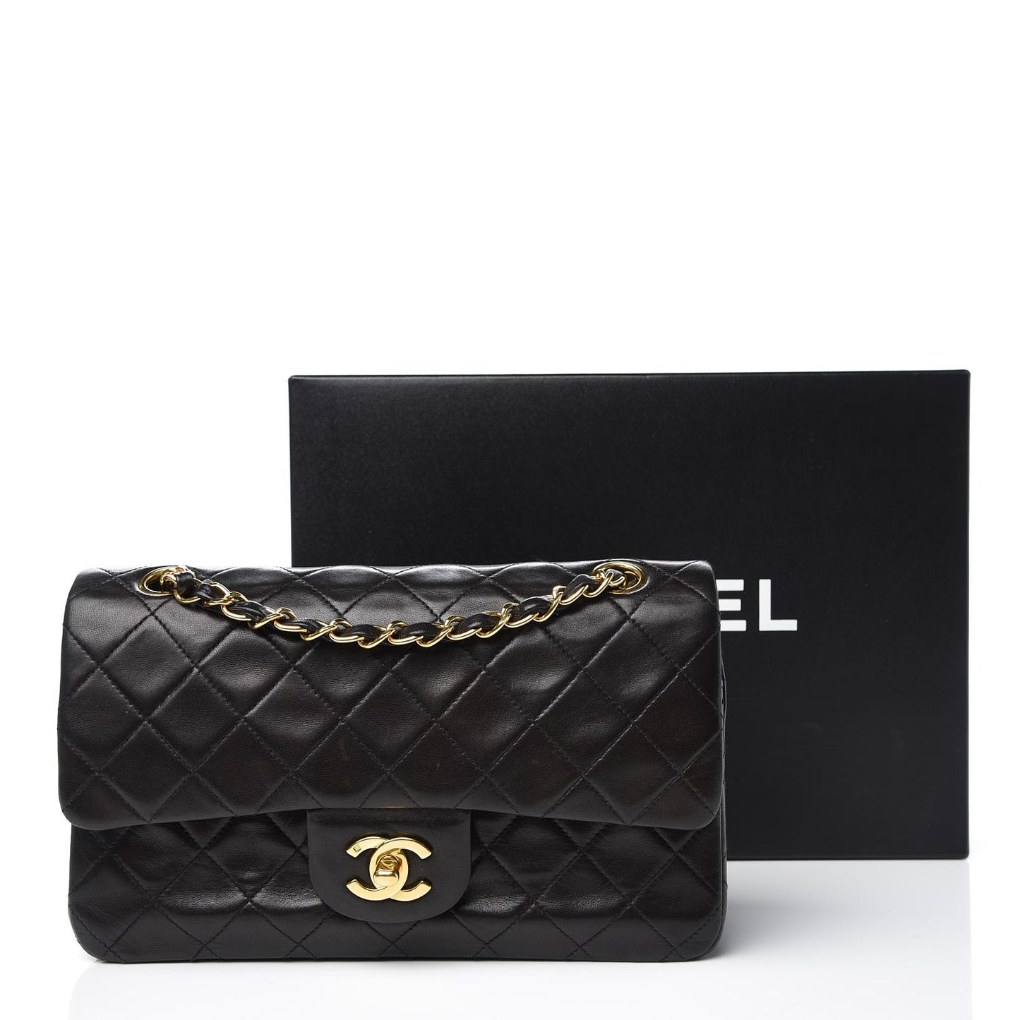 Lambskin Quilted Small Double Flap Black