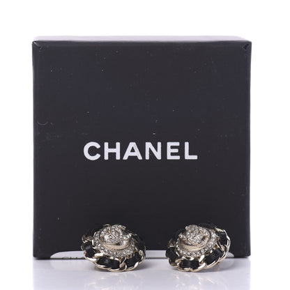 Chanel Crystal Lambskin Chain Around CC Earrings Gold Black 5 of 5