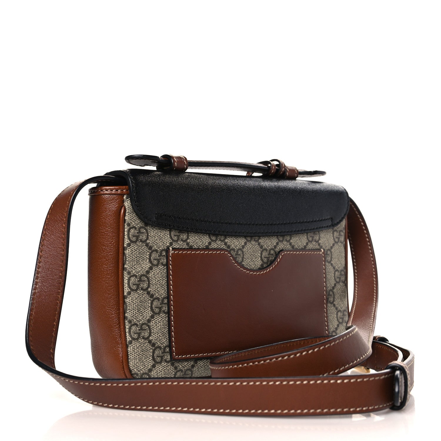 Gucci GG Supreme Monogram New Sakai Lux Calfskin Mini Padlock Flap Pocket Shoulder Bag Beige Ebony Black Cuir 3 of 9