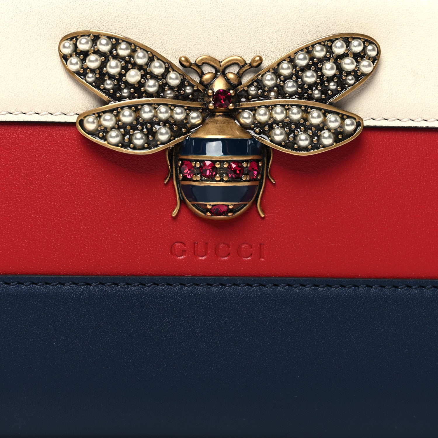 Gucci Calfskin Queen Margaret Zip Around Wallet Blue Agata Hibiscus Red Mystic White 8 of 10