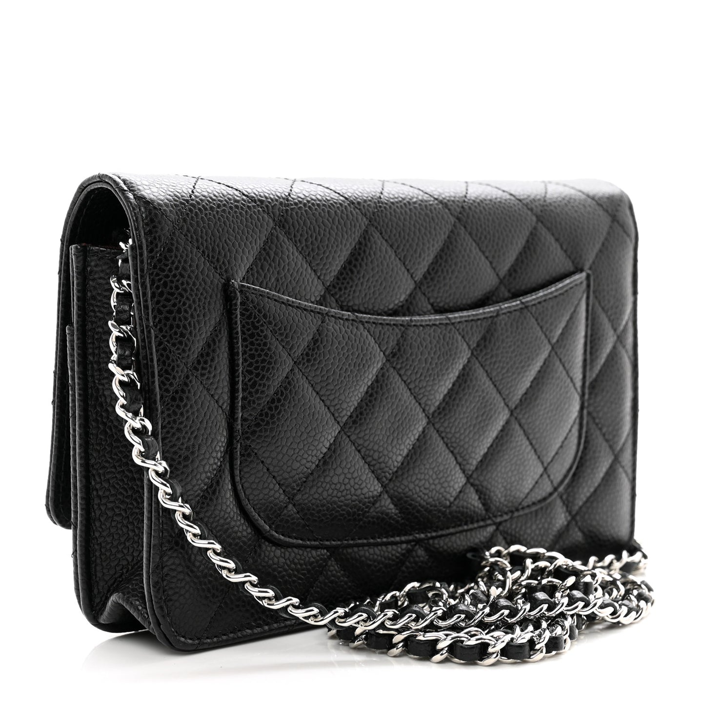 Caviar Quilted Wallet on Chain WOC Black