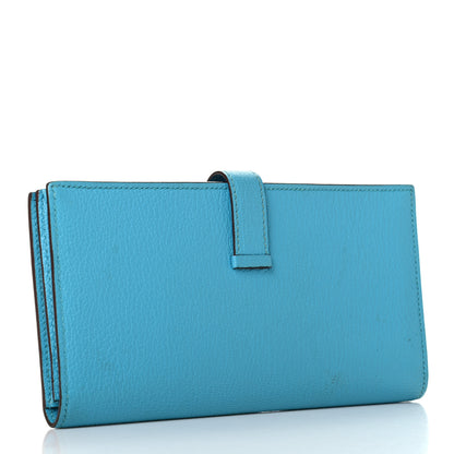 Hermes Chevre Mysore Bearn Gusset Wallet Bleu Azteque 3 of 8