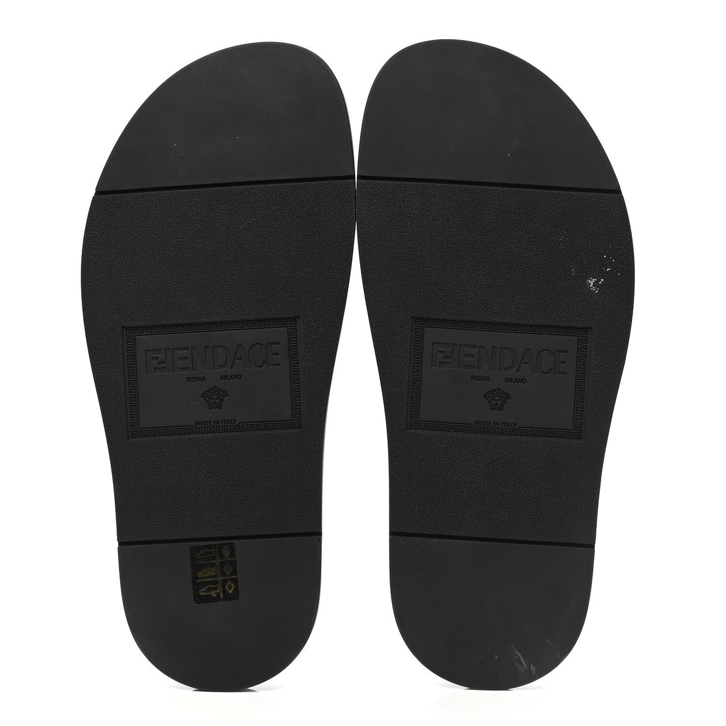 X VERSACE Rubber Logo Slide Sandals 40 Black