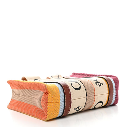 Chloe Cotton Calfskin Small Woody Striped Ribbon Tote Multicolor 4 of 10