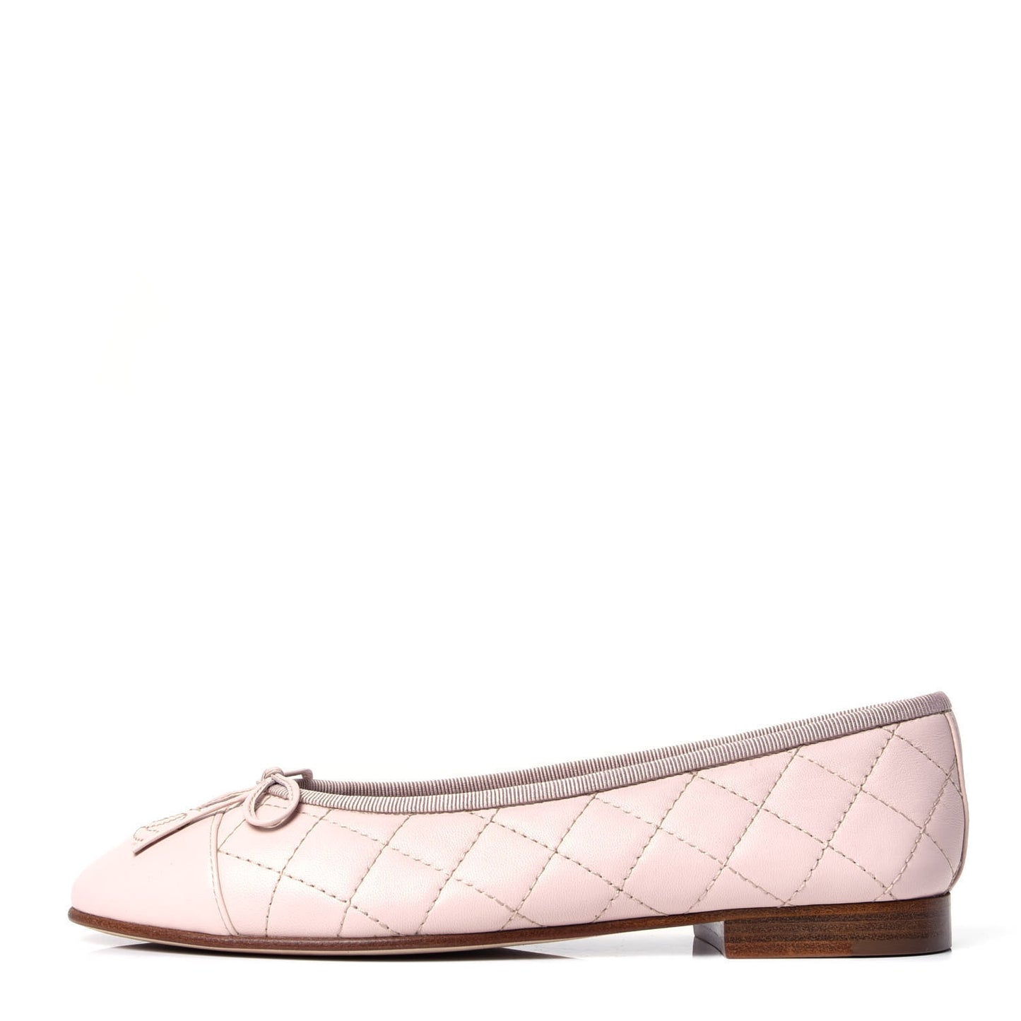 Lambskin Quilted Cap Toe Ballerina Flats 36.5 Beige