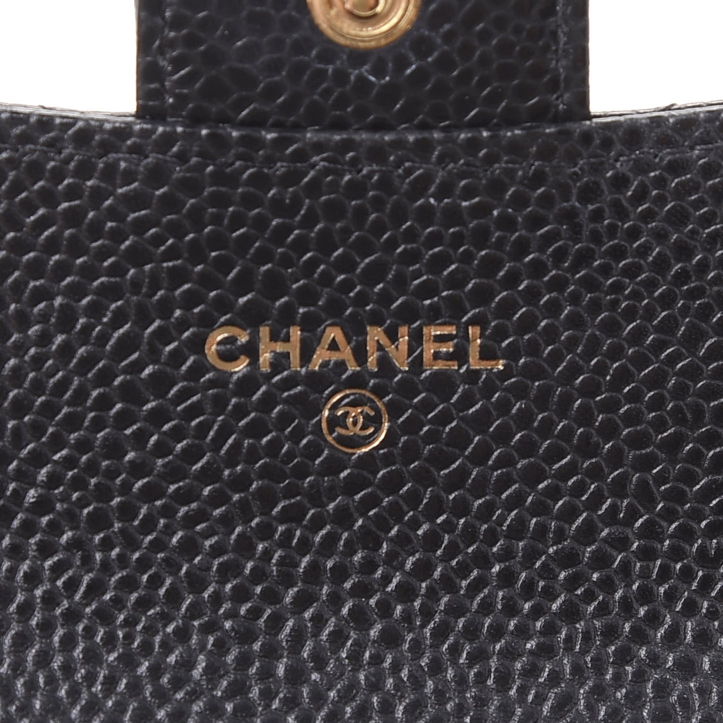 Caviar Quilted Flap Card Holder Black