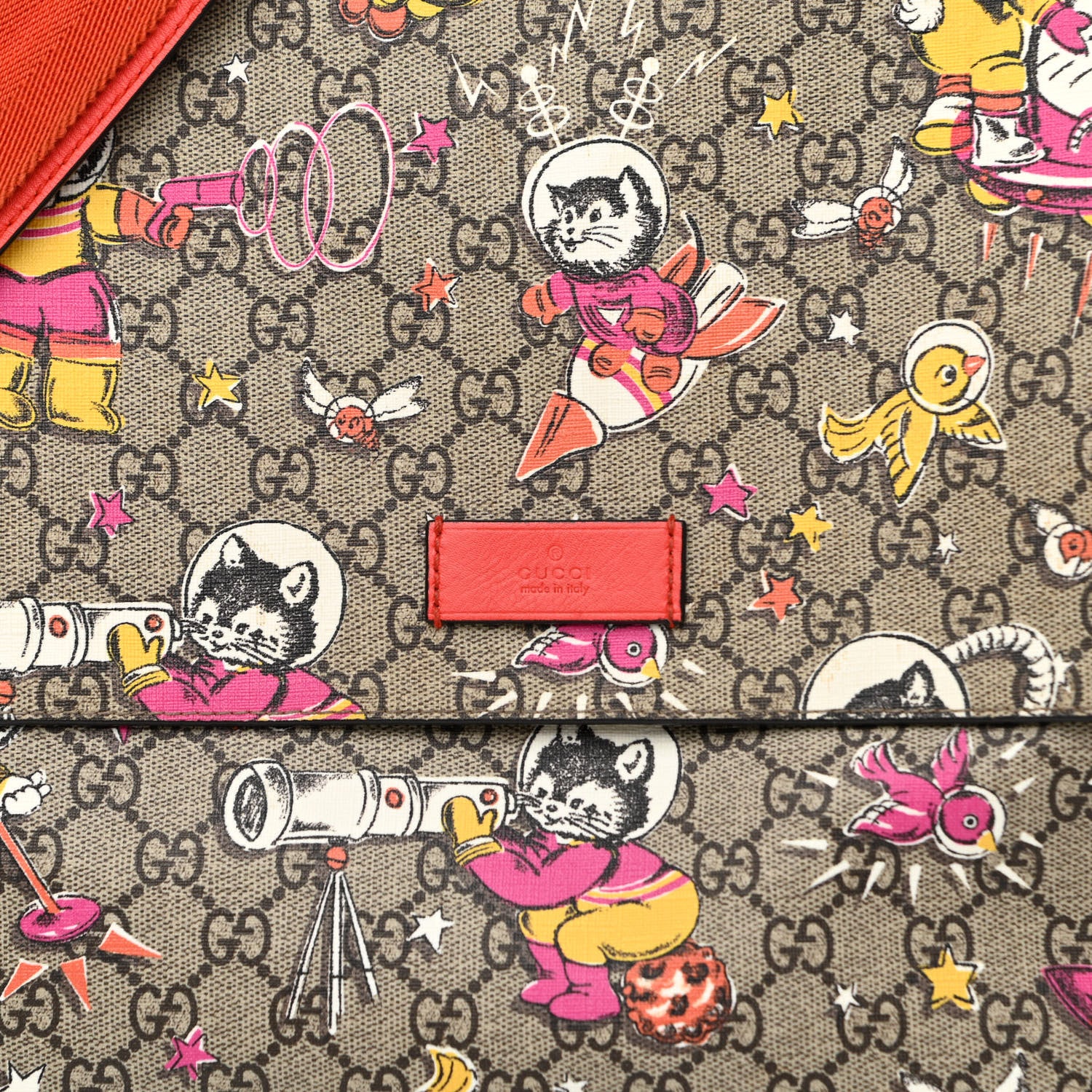Gucci GG Supreme Monogram Space Cats Diaper Bag Orange 9 of 14