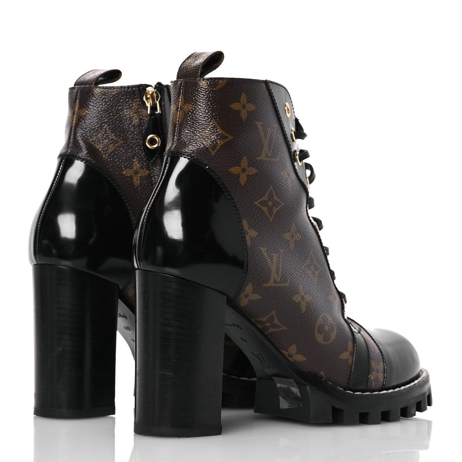 Louis Vuitton Patent Calfskin Monogram Star Trail Ankle Boots 40 Black 4 of 15
