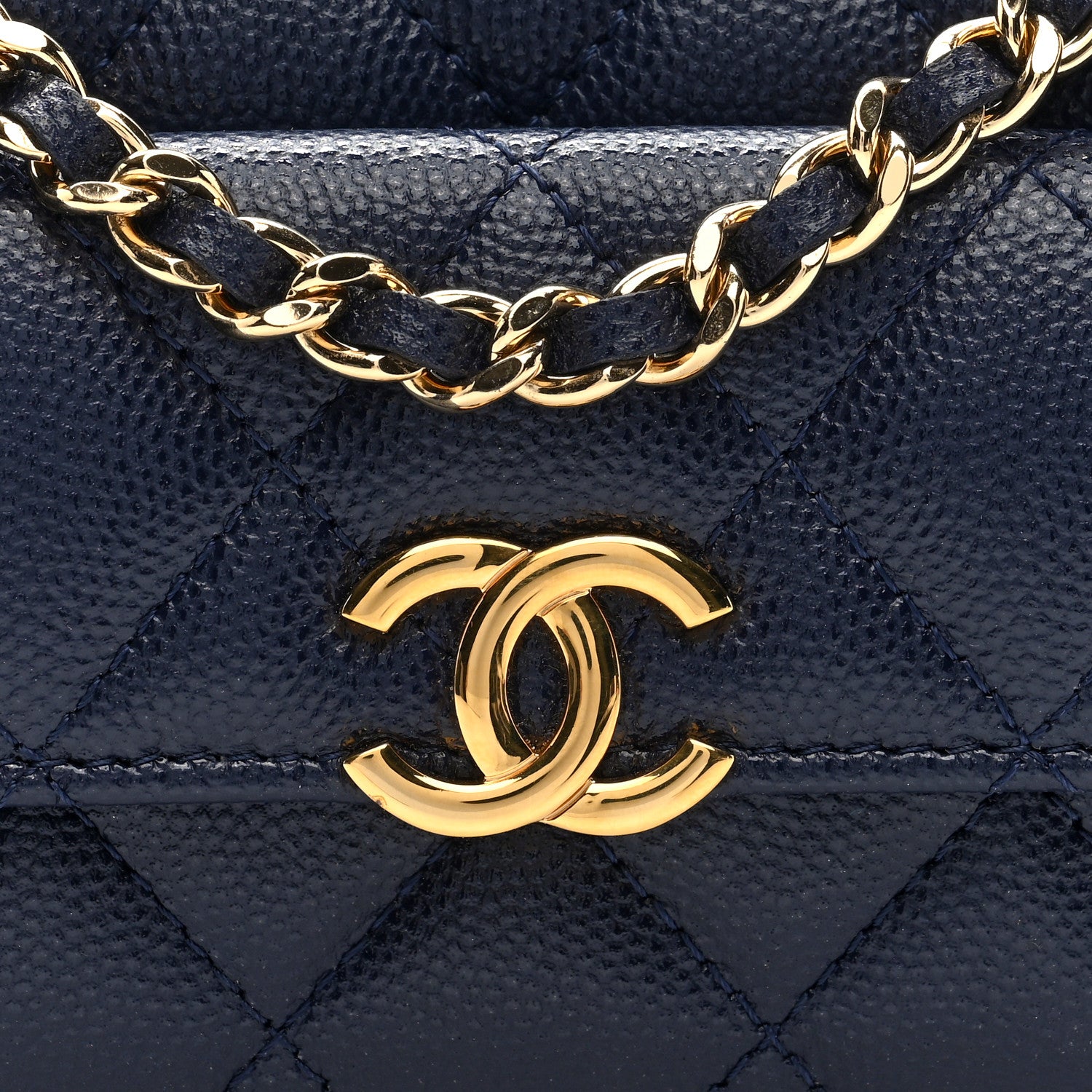 Chanel Caviar Quilted Pocket Twins Clutch With Chain Navy Blue 8 of 11