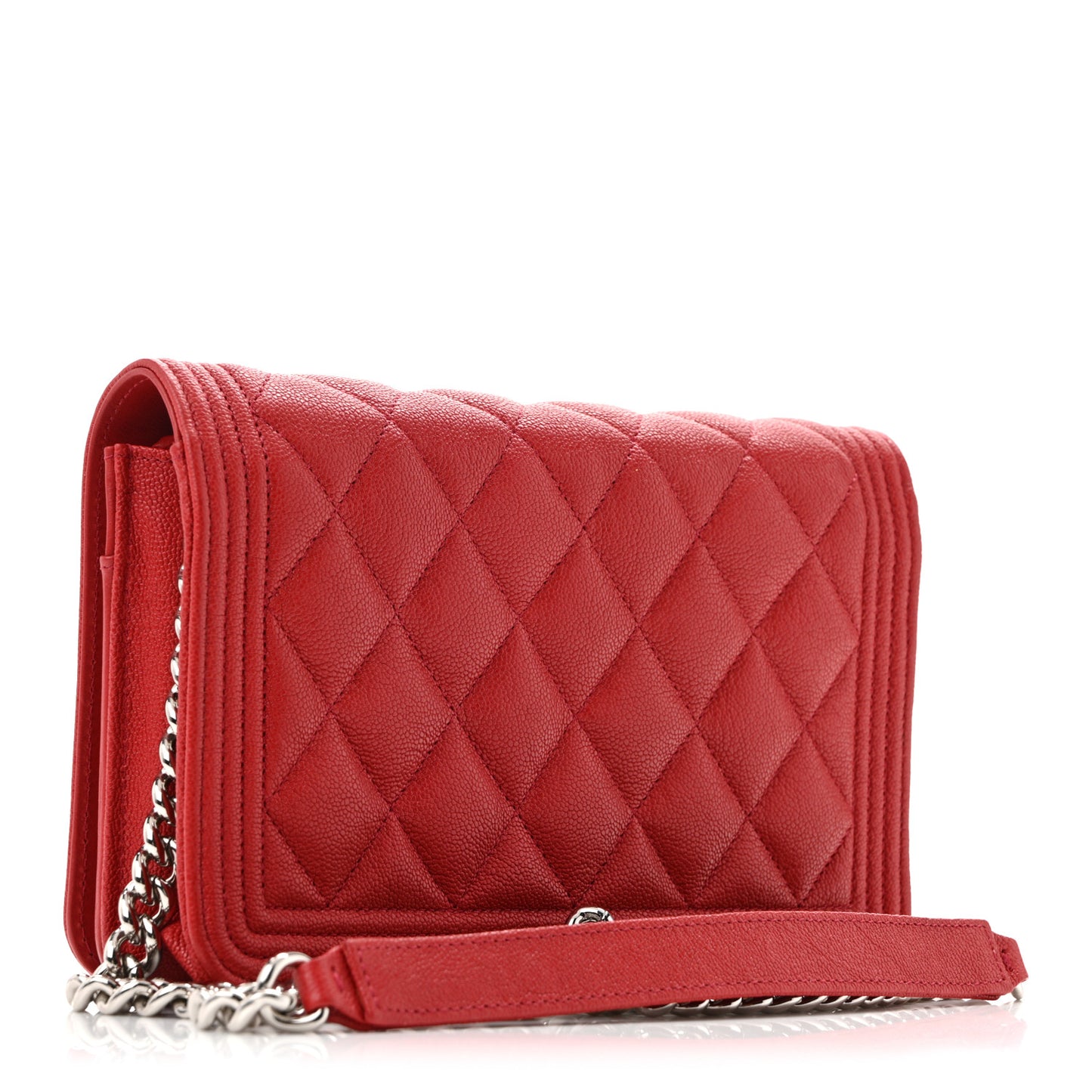 Caviar Quilted Boy Wallet On Chain WOC Red