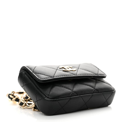 Chanel Lambskin Quilted Pearl Chain Belt Bag Black 4 of 11