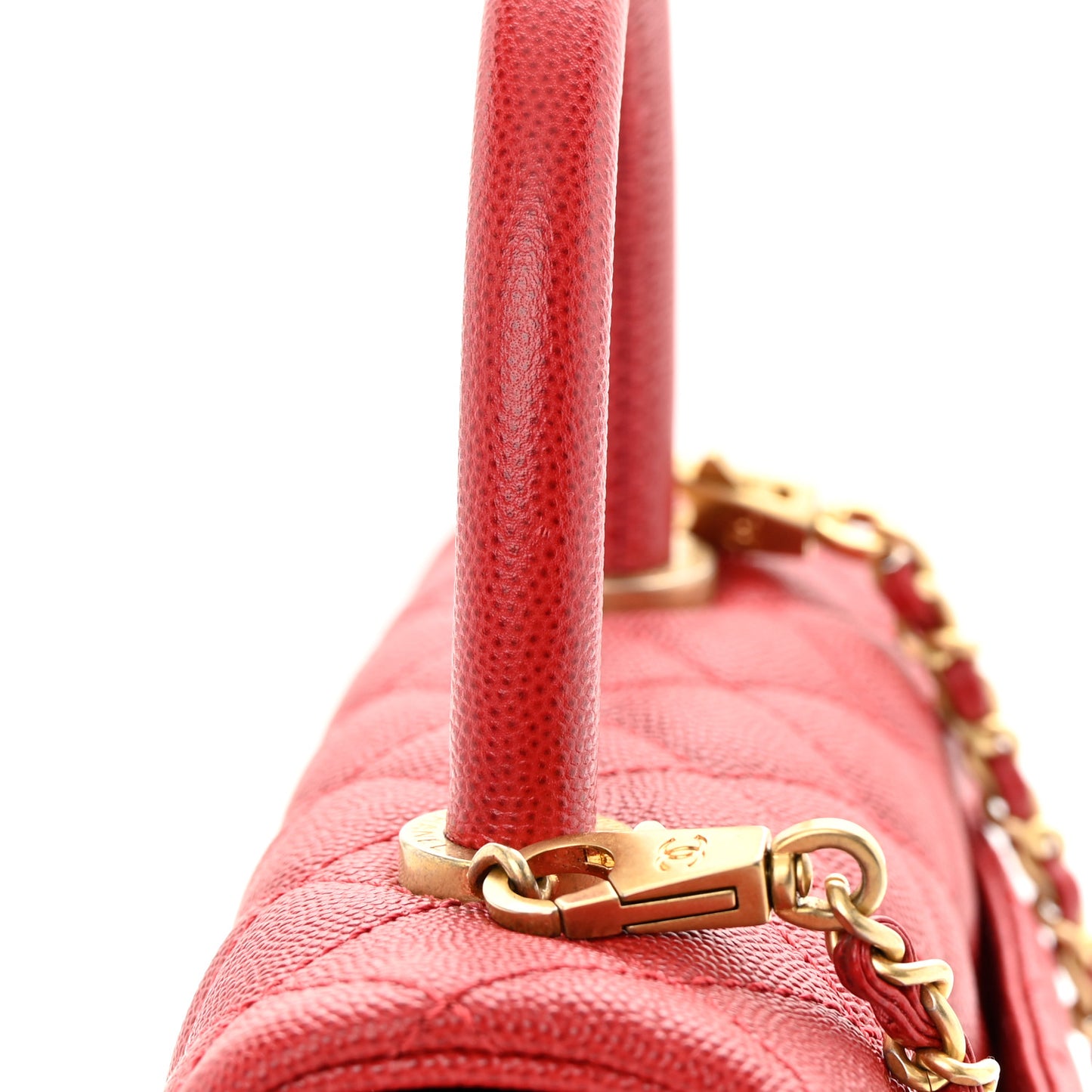Caviar Quilted Mini Coco Handle Flap Red
