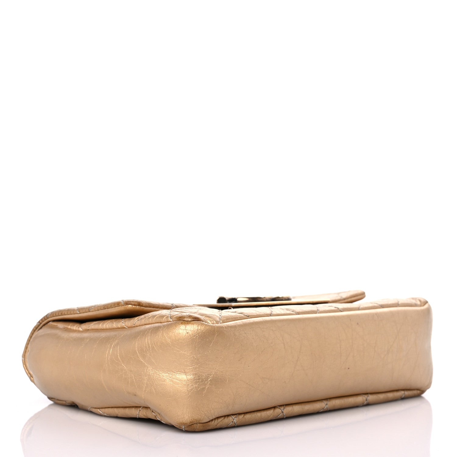 Chanel Metallic Aged Calfskin Quilted CC Square Flap Light Gold 4 of 33