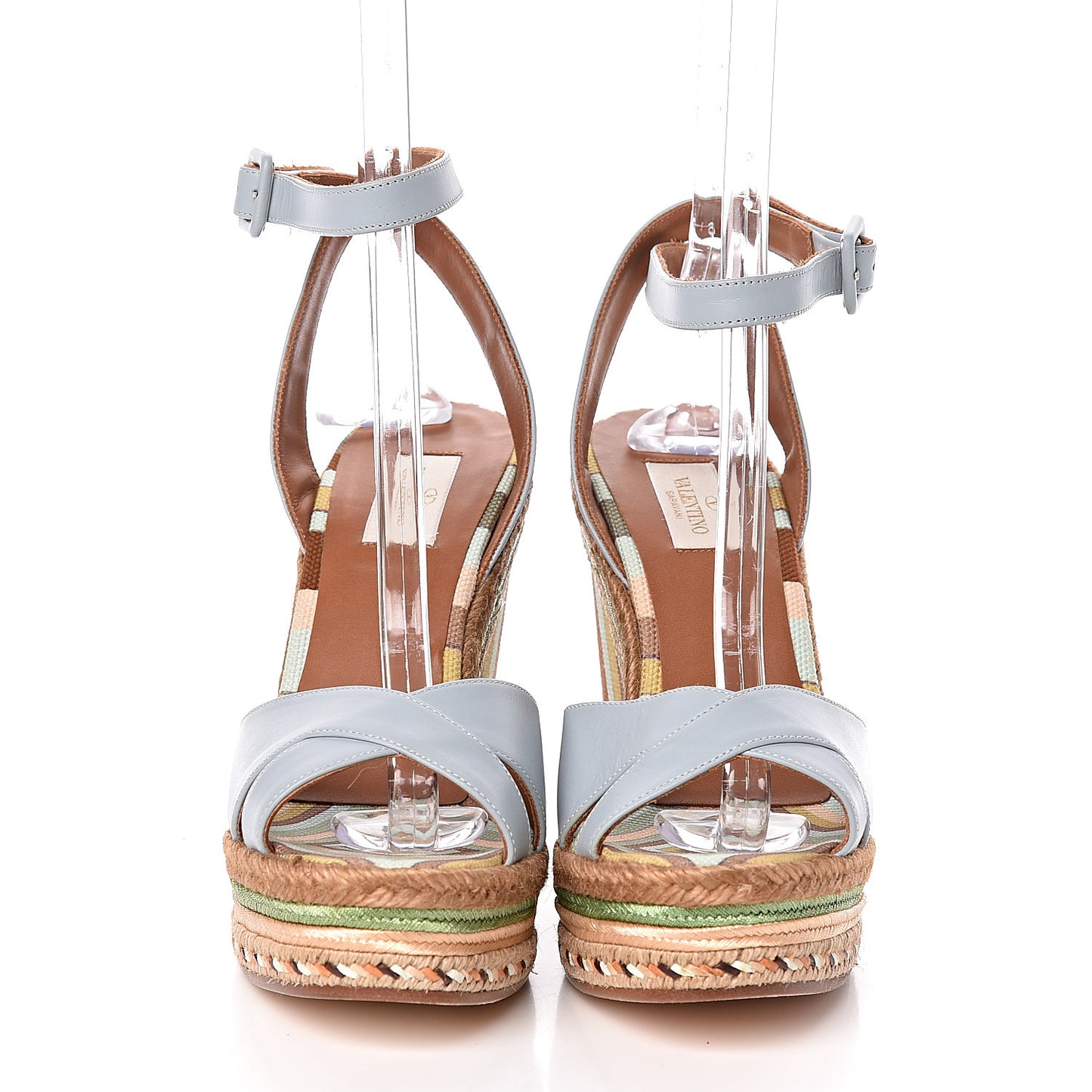 Calfskin Canvas Native Couture 1975 Espadrille Wedge Sandals 40 Sky Sorbet Multicolor