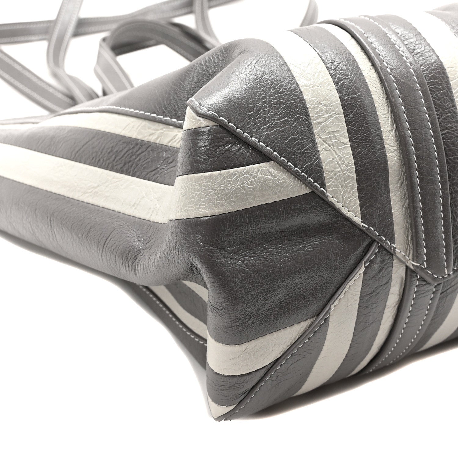 Balenciaga Agneau Arena Striped Patchwork Medium Barbes East West Shopper Lead 8 of 9