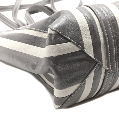 Balenciaga Agneau Arena Striped Patchwork Medium Barbes East West Shopper Lead 8 of 9