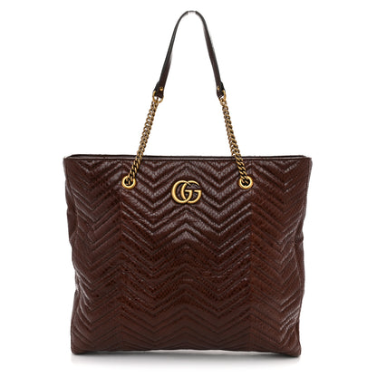 Gucci Snakeskin Matelasse Large GG Marmont Slim Tote Brown 1 of 12