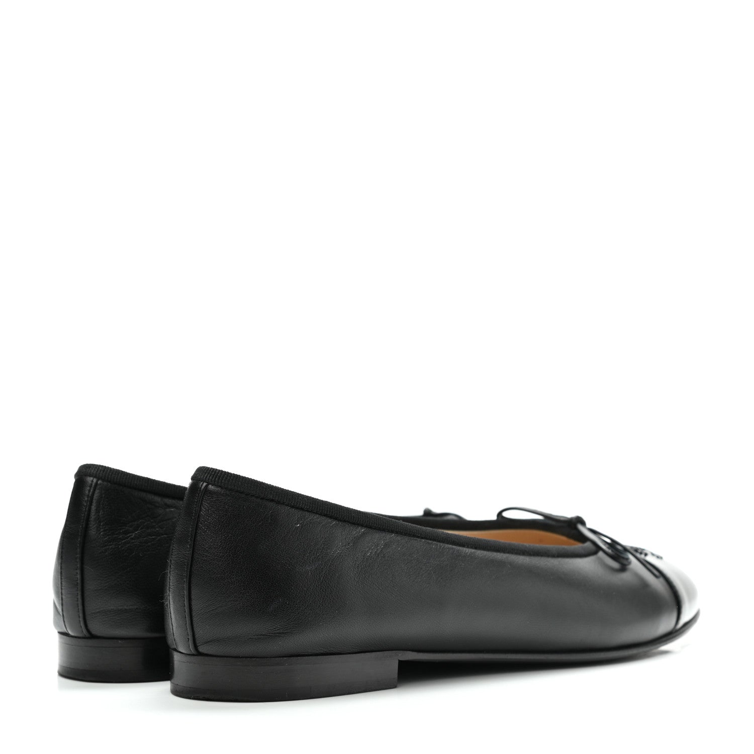 Chanel Lambskin Patent Cap Toe Ballerina Flats 39 Black 4 of 13
