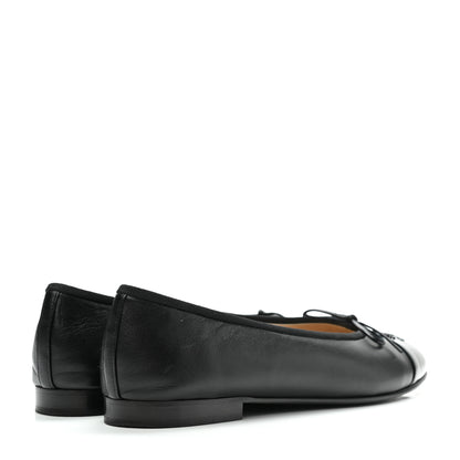 Chanel Lambskin Patent Cap Toe Ballerina Flats 39 Black 4 of 13